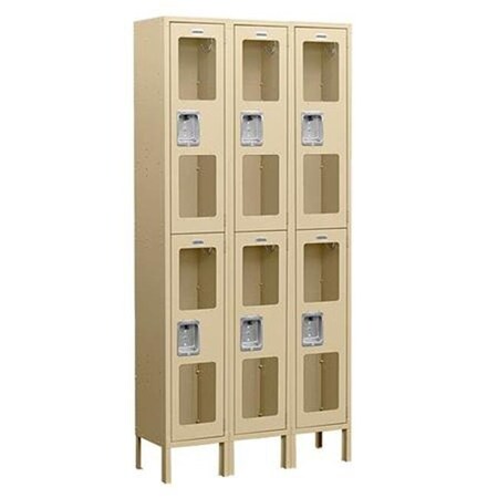 Salsbury Industries Salsbury Industries S-62368TN-U 6 ft. H x 18 in. D See-Through Metal Locker - Double Tier - 3 Wide - Unassembled - Tan S-62368TN-U